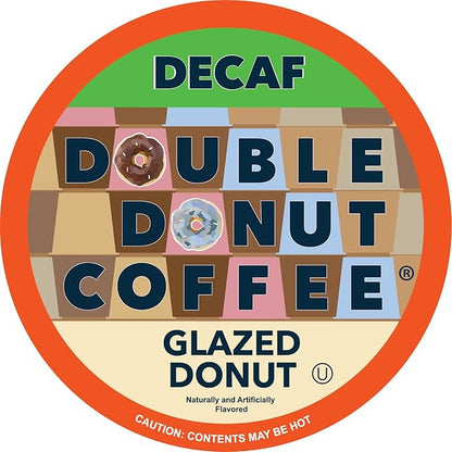 Glazed Donut Coffee Medium Roast Flavored Decaf Coffee Pods for Keurig K-Cup Makers from Double Donut, 96 Capsules