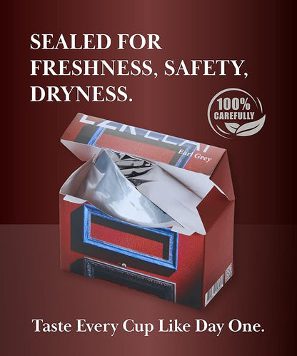 ERZ Leaf Earl Grey Ceylon Black Tea Premium Whole Leaf with Bergamot & Cornflower Blend, 20 Pyramid Tea Bags 2.1 Once, Gift Box Ready, Elegant Aroma, Smooth Flavor