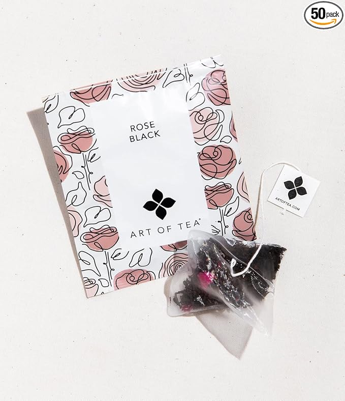 Art of Tea | Rose Black | 50 Eco Friendly Pyramid Tea Bag Sachets