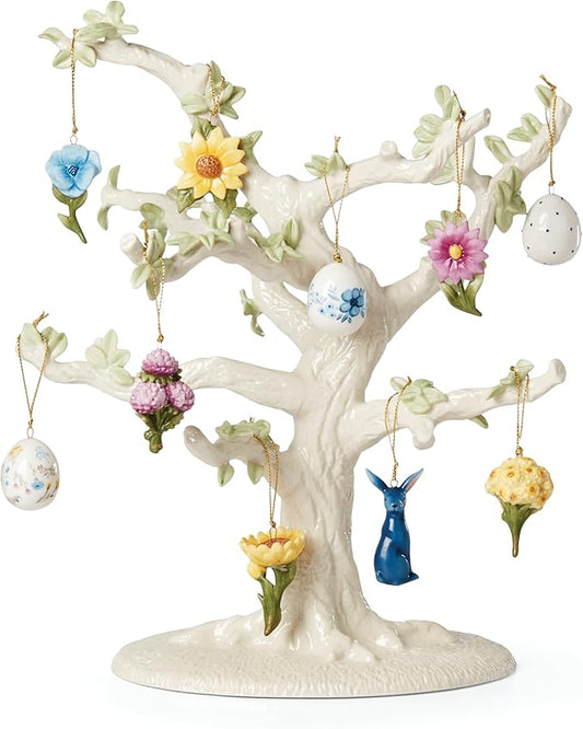 Lenox 893394 Floral Easter 10-Piece Ornament & Tree Set, Spring Home Decor