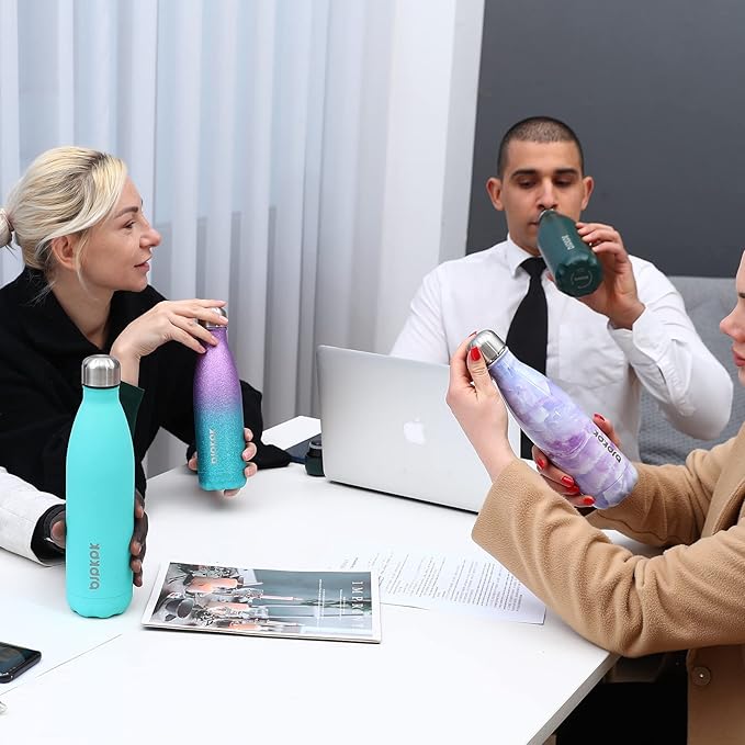 BJPKPK 17oz Insulated Water Bottles Stainless Steel,Sports Water Bottles Keep Cold for 24 Hours and Hot for 12 Hours,BPA Free,Glitter Ice Blue