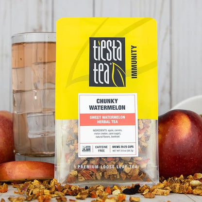 Tiesta Tea - Chunky Watermelon, Loose Leaf, Sweet Watermelon Herbal Tea, Premium Non-Caffeinated Blend, Make Hot or Iced, Brews Up to 25 Cups, 2 Ounce Resealable Pouch
