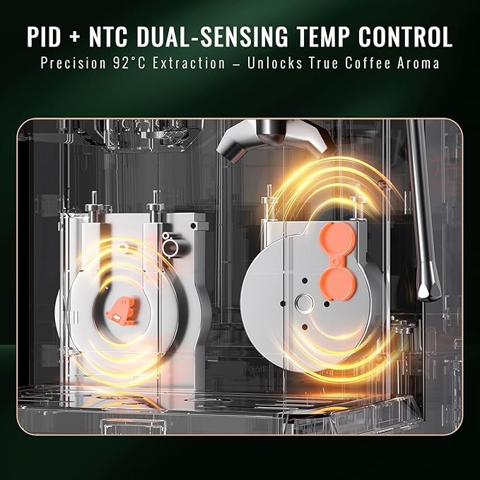 TENKER Espresso Machine with Grinder, 20 Bar Coffee Machine with Milk Frother for Home, All-in-One Stainless Steel Coffee Maker to Make Latte, Cappuccino, Hot or Cold Brew Iced Coffee, Americano