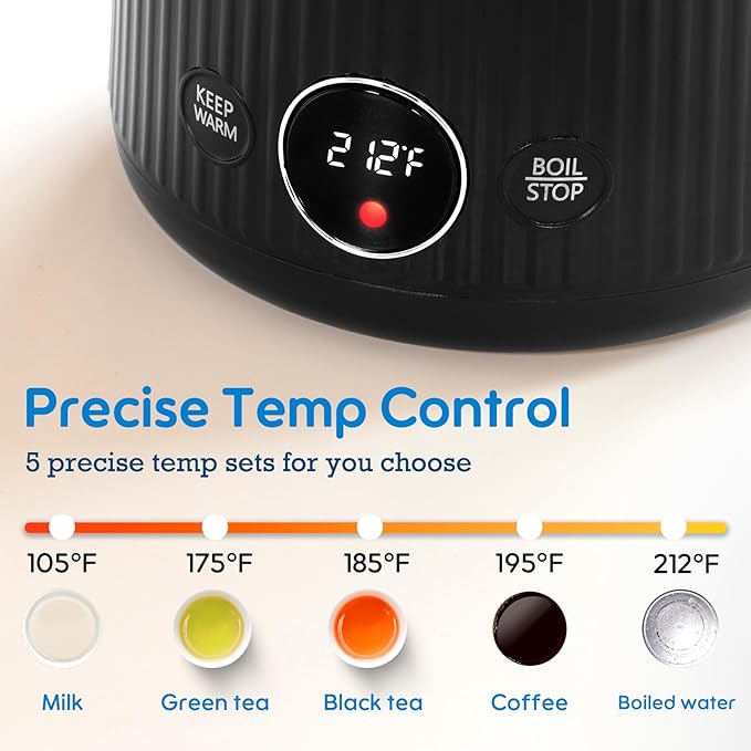 Arofeer® 1.7L(57oz) Large Electric Kettle Temperature Control, 7+Cups Electric Tea Kettle for Coffee&Tea, 2 quarts Big Hot Water Kettle Electric with,1200W,Keep Warm-Black