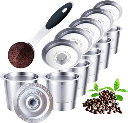6 Pack Reusable K Cups with Stainless Steel Scoop – 304 Stainless Steel Coffee Pods Compatible with Keurig 1.0, Eco-Friendly Refillable Filter Set