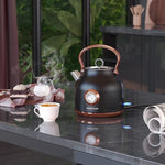 Load image into Gallery viewer, Retro Electric Kettle, 1.7L Stainless Steel Tea Kettle with Large Temperature Gauge, 1500W Fast Heating Hot Water Boiler with LED Indicator, Auto Shut-off &amp; Boil-Dry Protection-Reteo Black