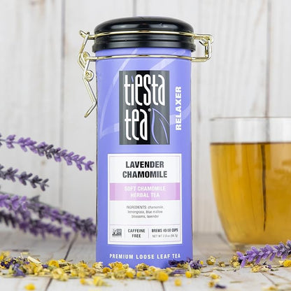 Tiesta Tea - Lavender Chamomile | Loose Leaf | Soft Chamomile Herbal Tea | Premium Non-Caffeinated Blend | Make Hot or Iced & Brews Up to 50 Cups | 12 Ounce Refillable Tin, Pack of 6