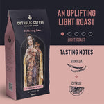 Load image into Gallery viewer, Catholic Coffee St. Thérèse of Lisieux | Light Roast Whole Bean Coffee – Vanilla &amp; Citrus Notes | 12oz Bag – Gentle Catholic Gift Inspired by the Little Flower