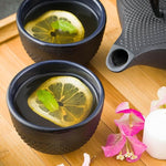 Load image into Gallery viewer, Restaurantware-Tetsubin 5 Ounce Cast Iron Tea Cups, Set Of 2 Hobnail Black Cups - Enamel Coated Interior, Durable, Black Cast Iron Asian Tea Cup, For Homes or Restaurants, Corrosion-Resistant