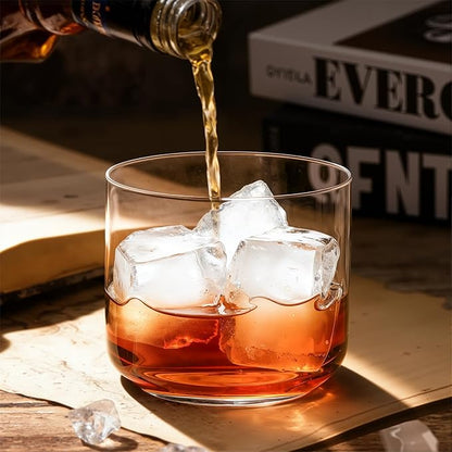 KAMMAK Large Thick Glass Tumbler, 11.12 oz (330 ml) Heavy Duty Cup with Delicate Rim & Stable Base, Seamless Modern Design for Beer, Juice, Iced Coffee & Daily Drinking