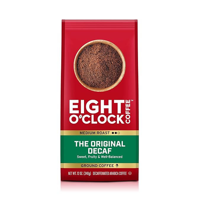 Eight O'Clock Coffee The Original Decaf Ground Coffee, Medium Roast, 12 Ounce (Pack of 1) - Sweet, Fruity, Well Balanced