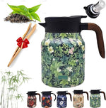Load image into Gallery viewer, Infinite Tea Pot with Infuser, 316 Stainless Steel Infinite Vintage Floral Pattern Teapot Built-In Infuser, One-Handed Pour, Detachable Infinity Tea Pot Kettle for loose tea (Green wood, 28Oz)