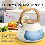 Load image into Gallery viewer, MARSKITOP Tea Kettle, 2.6 Quart Tea Pot for Stove, Food Grade Stainless Steel Whistling Teapot for Stovetop with Anti-Hot Handle, Suitable for All Heat Sources, Cream White