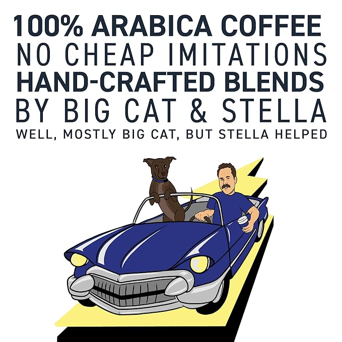 Stella Blue Ground Coffee, Electric Avenue Blend, Dark Roast, Fresh Coffee Ground 100% Arabica, Smooth Balanced Roast with Distinct Flavor Notes, Ethically Sourced Coffee Beans, 12 oz Bag
