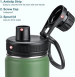 Load image into Gallery viewer, koodee 16 oz Water Bottle Stainless Steel Double Wall Vacuum Insulated Wide Mouth Water Bottle with Leakproof Spout Lid-Reusable Metal WaterFlask BPA Free (Grass Green)