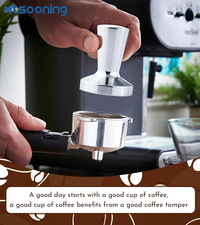 Mtsooning 40mm Coffee Tamper, Solid Stainless Steel Barista Powder Press Leveler Tool, Espresso Coffee Tamper Hammer for Coffee Grounds Machines Accessory