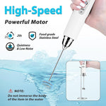 Load image into Gallery viewer, Milk Frother with Stand Rechargeable-Handheld Coffee Frother with 3 Stainless Whisks 3 Speed Adjustable, Electric Whisk Drink Mixer, Foam Maker Blender for Matcha Latte Cappuccino Chocolate