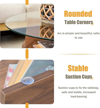 31.5" Round Glass Coffee Table with Tempered Glass Top and MDF Base, Diagonal Fan-Shaped Tray Design Table Leg Simple & Modern Center Table for Living Room Office Apartment Walnut