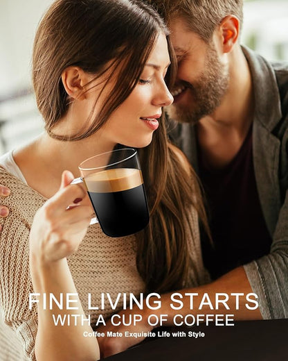 LUXU Glass Coffee Mugs(Set of 4)-17 oz,Clear Beer Mugs,Glass Tea Cups with Comfortable Handle,Lead-free Drinking Glasses,Perfect for Latte,Espresso,Juice,Water,Milk or Hot and Cold Beverage