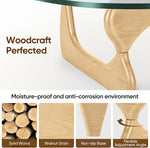 Load image into Gallery viewer, Noguchi Triangle Glass Coffee Table with Solid Wood Base, Vintage Clear Glass Top Modern Design for Living Room, Patio, Study, White Ash