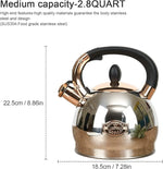 Load image into Gallery viewer, Stainless Steel Whistling Tea Kettle with Metal Capsulated Bottom for Quick Heat Distribution 2.8 Quart