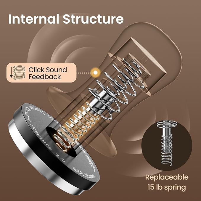 MHW-3BOMBER 54mm Espresso Tamper - 3 Spring Loaded Coffee Tamper with 15lb / 30lbs Replacement Springs - Barista Calibrated Tamper with Sound Feedback - Compatible with 53/54mm Portafilter T6173T-OS
