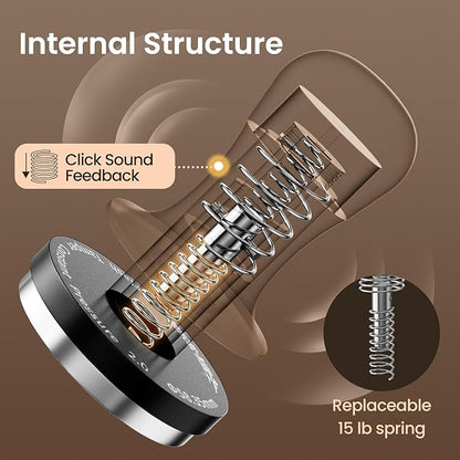 MHW-3BOMBER 54mm Espresso Tamper - 3 Spring Loaded Coffee Tamper with 15lb / 30lbs Replacement Springs - Barista Calibrated Tamper with Sound Feedback - Compatible with 53/54mm Portafilter T6173T-OS