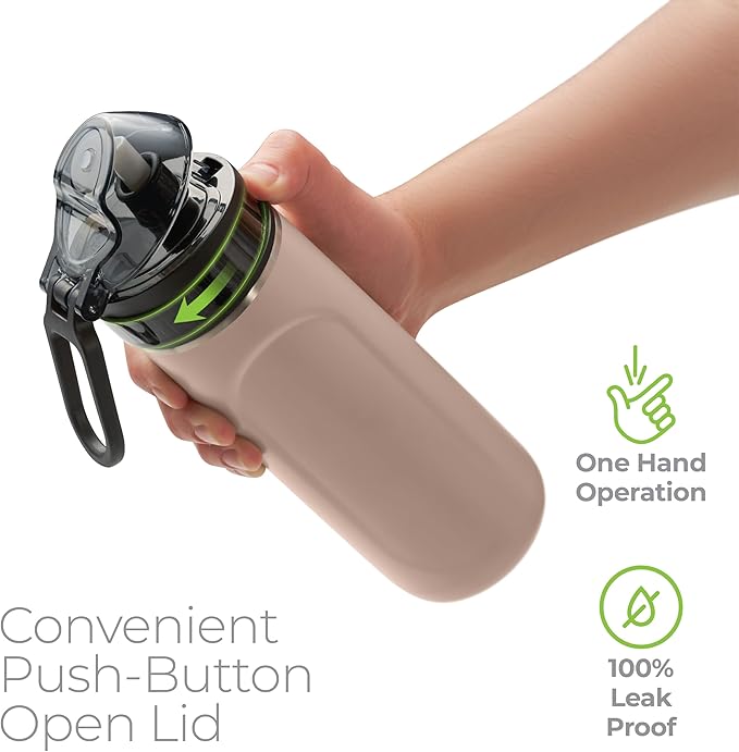 Stainless Steel Water Bottle, 18oz, Peach, Reusable, BPA-Free, Keeps Cold 24hr, Triple Insulated, Leak Proof Straw Lid, Sustainable Material, Hiking