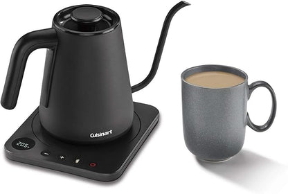 Cuisinart GK-1 Digital Goose Neck Kettle, Precision Gooseneck Spout Designed for Precise Pour Control that Holds 1-Liter, 1200-Watt Allows for Quick Heat Up, Stainless Steel,Black