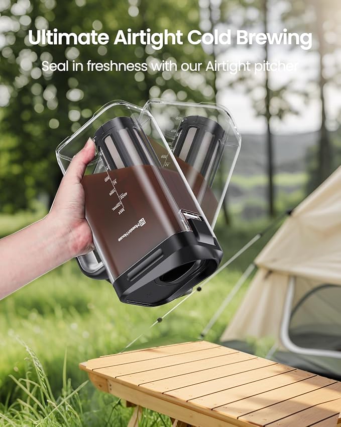 Maestri House Compact Cold Brew Coffee Maker, 40oz Iced Tea and Coffee Maker Brewer Space Saving Tritan Pitcher, 350 Mesh Filter, 100% Leak-Proof