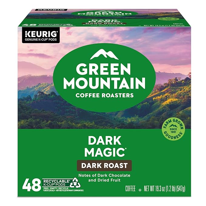 Green Mountain Coffee Roasters Dark Magic, Single-Serve Keurig K-Cup Pods, Dark Roast Coffee Pods, 48 Count (2 Packs of 24)
