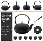 Load image into Gallery viewer, Big Cast Iron Teapot Set with Cups, Japanese Tetsubin Tea Kettle for Stovetop Safe, Cast Iron Tea Set with Tea Strainer for Loose Tea and Enameled Interior (1800ml Teapot Set with Cups)