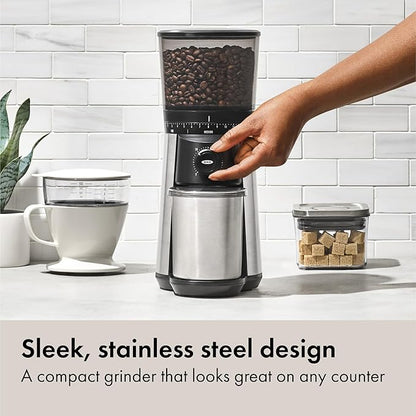 OXO Brew Conical Burr Coffee Grinder - Silver, Stainless Steel Burrs, One-Touch Automatic Smart Grind