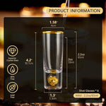 Load image into Gallery viewer, DUJUST Cool Shot Glasses (2oz), Shot Glass Set Decorated with 24K Gold Leaf Flakes, ONE OF A KIND, Cool &amp; Cute Shot Cups, BPA-Free &amp; Lead-Free, Perfect for Décor &amp; Collection, Gift Choices - 6 pcs