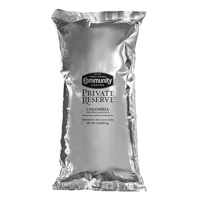 Community Coffee Private Reserve Colombia Toldeo-Labateca Whole Bean Coffee, Medium-Dark Roast, 32 Ounce Bag (Pack of 1)