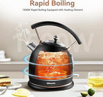 Load image into Gallery viewer, Rasonic Classic Retro Electric Kettle, 1.8L Stainless Steel, 1500W Fast Quiet Boiling, Temperature Gauge, LED Light, Auto Shut-Off, Home &amp; Office Use - Matt Finish Black and Rose Gold