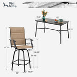 Load image into Gallery viewer, PHI VILLA 7 Piece Patio Bar Dining Set, Bar Height Outdoor Table and Chairs with 6 Swivel Bar Stools (Padded Textilene) &amp; Large Rectangle Metal Table for Deck, Garden and Yard