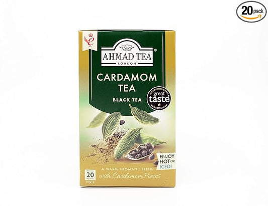 Ahmad Tea Black Tea, Cardamom Teabags, 20 ct (Pack of 1) - Caffeinated & Sugar-Free