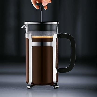 Bodum 34oz Jesper French Press Coffee Maker, High-Heat Borosilicate Glass, Polished Stainless Steel – Made in Portugal