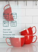 Load image into Gallery viewer, Teocera Red Mugs Set of 4, 24oz Jumbo Mugs, Large Coffee Mugs for Coffee, Hot Cocoa, Tea - Striped Design - Microwave Safe, Christmas Gift