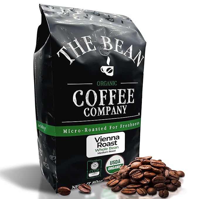 The Bean Organic Coffee Company Vienna Roast, Medium, Whole Bean Coffee, 5-Pound Bag