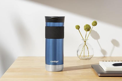 Contigo SNAPSEAL Insulated Stainless Steel Travel Mug with Grip 20oz. Blue Corn Transparent Satin & Midnight Berry