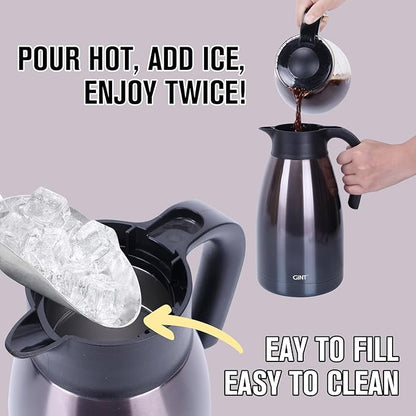 GiNT 2.2L / 74Oz Thermal Coffee Carafe, Insulated Stainless Steel Coffee Carafes for Keeping Hot/Double Walled Vacuum Thermal Carafe (Purple)