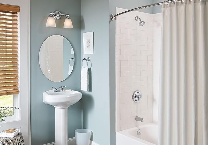 Moen YB2262CH Brantford 2-Light Dual-Mount Bath Bathroom Vanity Fixture with Frosted Glass, Chrome