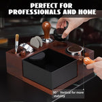 Load image into Gallery viewer, Espresso Knock Box, Walnut Tamping Station, 9 in 1 Coffee Organizer Box Fit for 51mm 54mm 58mm, Coffee Distributor &amp; Portafilter, Espresso Accessories Kit
