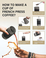 Load image into Gallery viewer, POLIVIAR French Press Coffee Maker, 12 oz Portable French Press with Mini Canister and Collection Bag, Double Wall Insulation &amp; Dual- Filter Screen, Food Grade Stainless Steel for Coffee