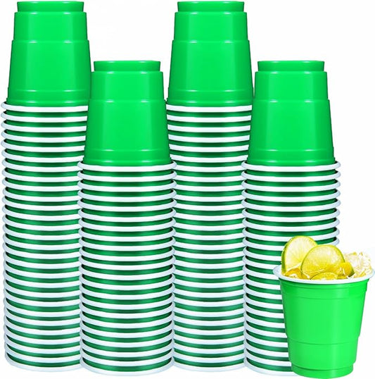 100 Pack 2 oz Plastic Shot Glasses Disposable Shot Cups, Mini 2oz Party Cups for Christmas, St Patrick's Day, Birthday, Wedding, Bachelorette Party (Green)