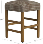 Load image into Gallery viewer, HomePop Home Decor |Classic Open-Back Counter Height Barstool| Square 24 Inch Bar Stools with Domed Cushion, Brown Window Pane Print
