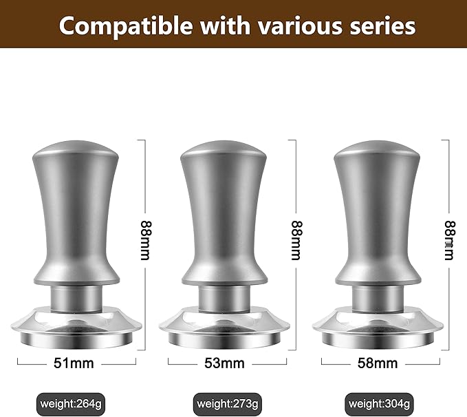 K COOL Coffee Tamper, Espresso Tamper, Premium Barista Tamper with Calibrated Spring, 100% Flat Stainless Steel Base Tamper for Espresso Coffee Machine (51mm, Silver)