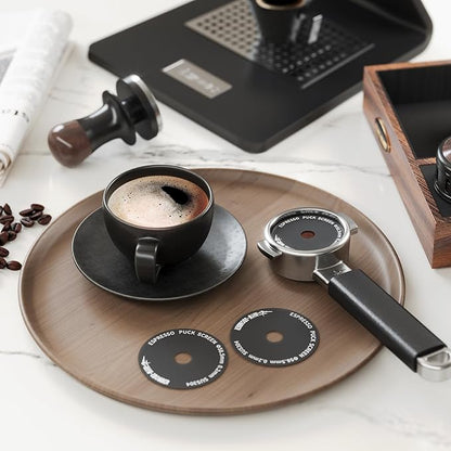 MHW-3BOMBER 54mm Espresso Puck Screen - 0.2mm Ultra Thin Espresso Puck - Metal Reusable Coffee Filter for Portafilter Basket 54mm - Puck Screen with Stand 3 Pack FG7051-OS